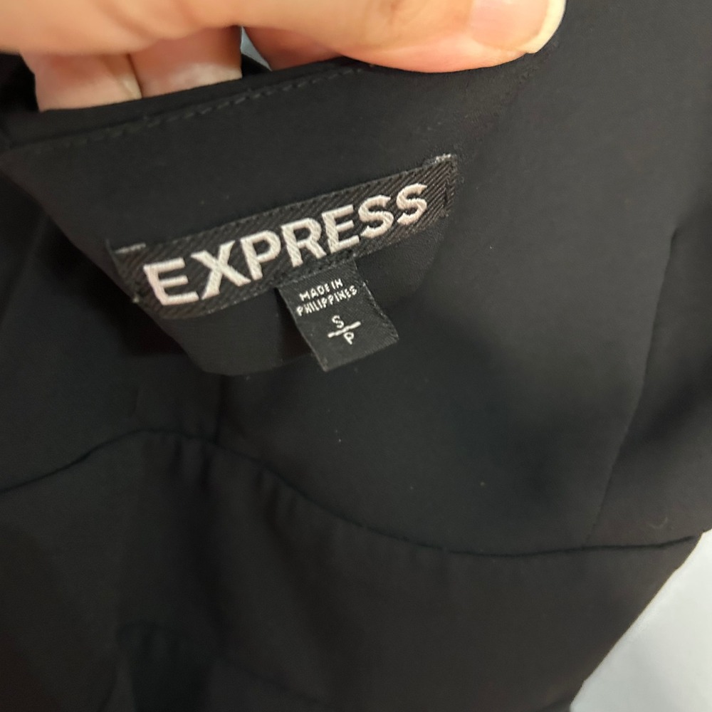 Express Womens Black Double Strap V-Neck Peplum Cami Top Open Back Size S - Picture 3 of 10